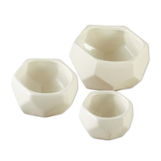 Kate Aspen Geometric Ceramic Planter Set